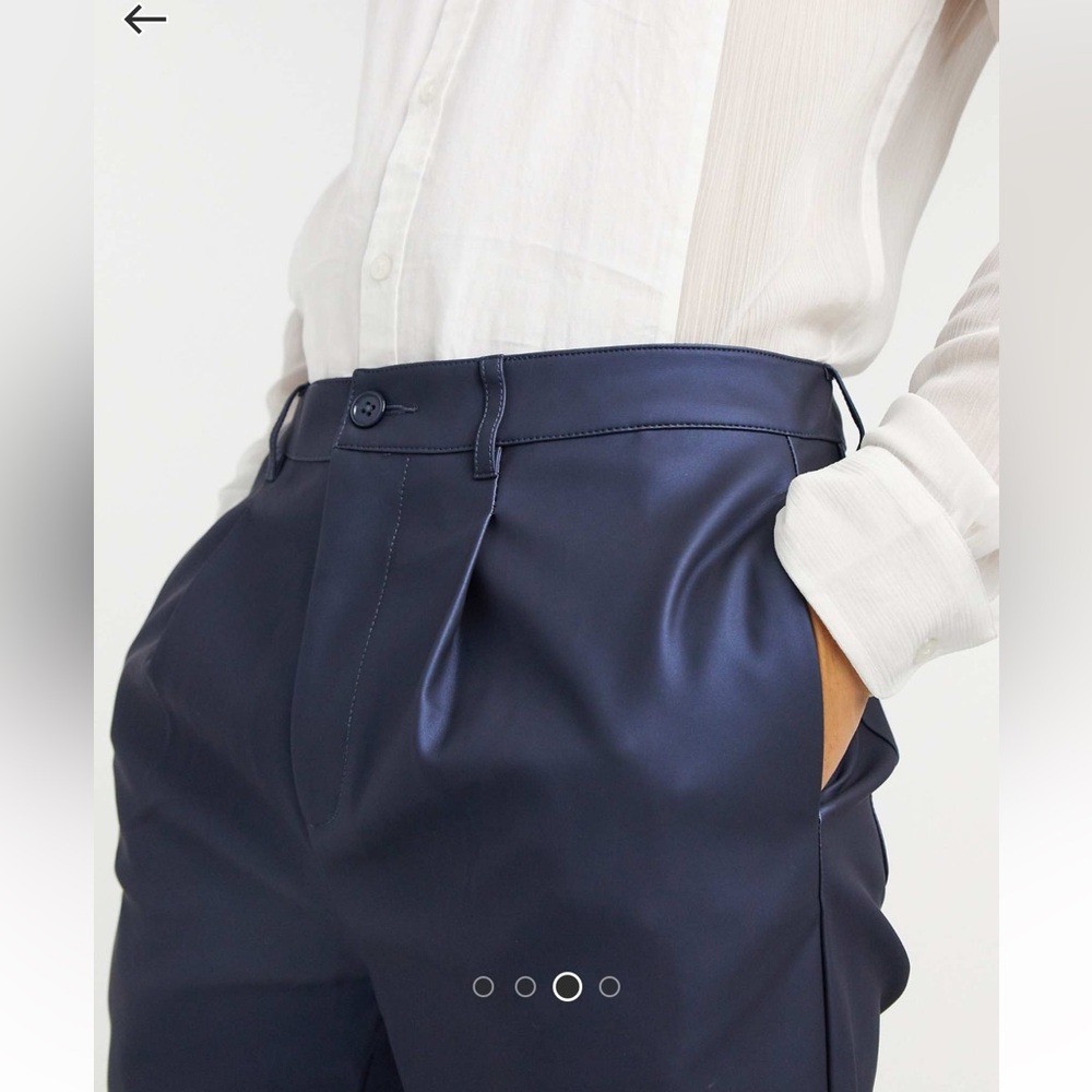 ASOS FAUX LEATHER SMART PANTS - Picture 3 of 9